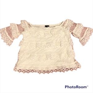 Express Lace Ruffle Layers Crop Top Size S